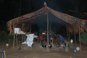 Typical hunting camp in the Ebo forest